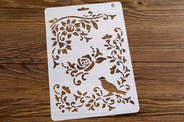 Bird Stencil/ Leaf, Flower Stencil/Planner Stencil, masking stencil /Bullet Journal Stencil,Stencil Template, planner supplies,