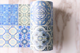 Blue Porcelain Floor Washi Tape/Blue and white brick masking  tape/9cm x 5m Masking tape/   washi tape/Planner Supplies/