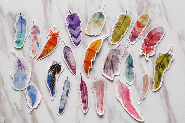 Beautiful Feather Stickers/colorful Filofax Stickers/decorative stickers/planner stickers/ Scrapbook Sticker/Schedule stickers/