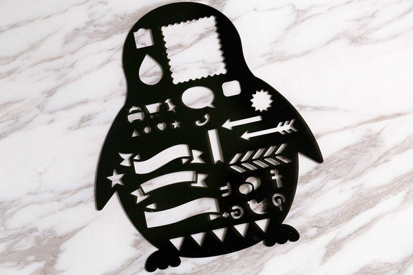 Penguin Silhouette STENCIL,/ Black Plastic /Arrow Stencil /Social Media Stencil/Planning accessory/Shape Stencil
