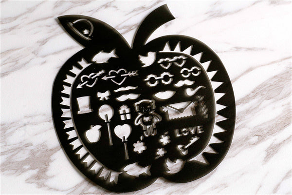 Apple STENCIL/ Black Plastic /Romance-Themed Stencil/Love Letter Stencil/Planning accessory/Valentine's Stencil/Cupid Stencil