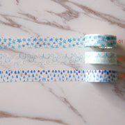 Set of 3   blue Washi Tape/star  Washi tape/ Bubble  Masking tape/ raining washi tape/Planner Supplies