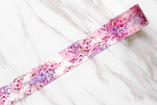 Wisteria Washi Tape/Floral Washi Tapes/ Striped Washi / Masking tape/ japanese washi tape/pink flowers washi tape