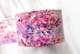 Wisteria Washi Tape/Floral Washi Tapes/ Striped Washi / Masking tape/ japanese washi tape/pink flowers washi tape
