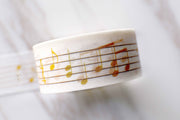Musical Notes Washi Tape/Yellow and  White Masking tape/ Musical Planner Tape/japanese washi tape/Planner Supplies