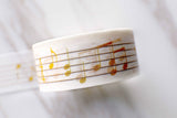 Musical Notes Washi Tape/Yellow and  White Masking tape/ Musical Planner Tape/japanese washi tape/Planner Supplies