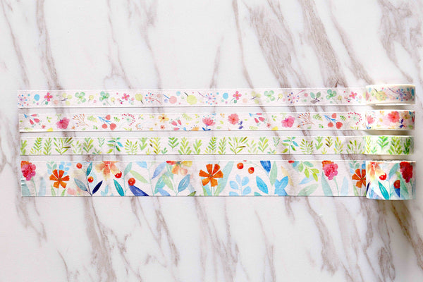 Set 4 Rolls flowers Washi Tapes/Spring Flowers Washi Tape /Floral Washi Tape/Nature Washi Tape/garden washi tape