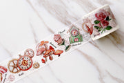 Alice's Dream Washi Tape/  Rose  Washi Tapes/Japanese washi Tape/ clock and mushroom washi tape/tea party washi tape