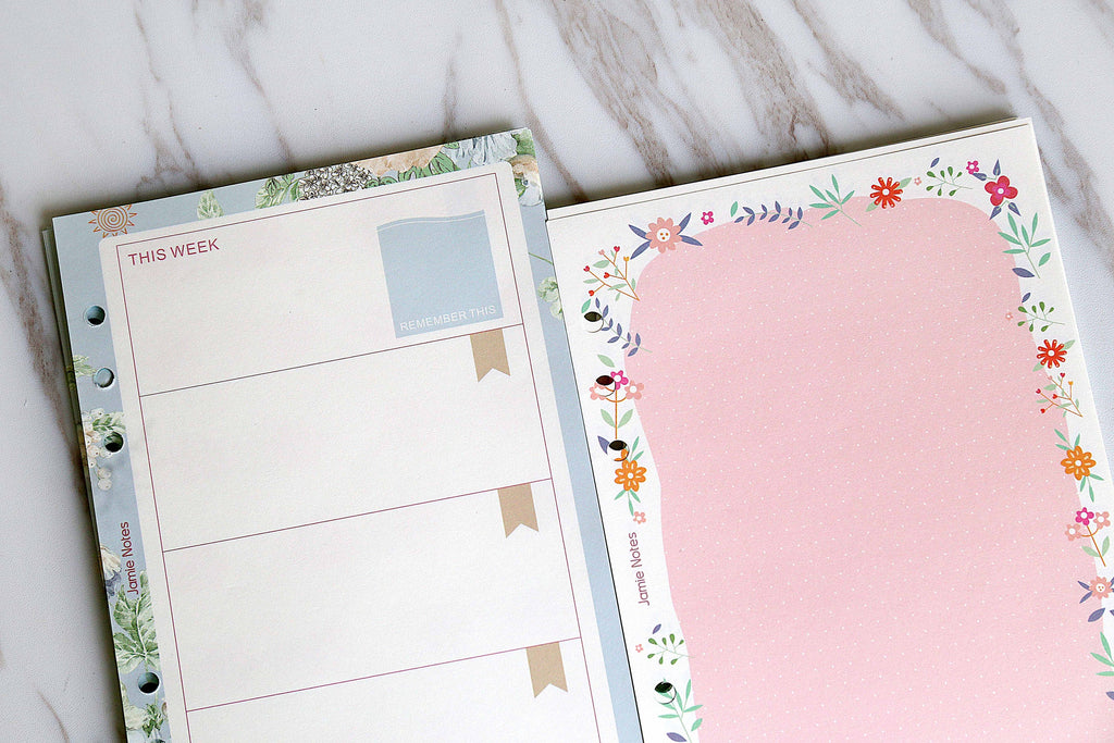 A5 Floral theme Planner Inserts /A6 Floral Weekly Inserts /date Insert –  DokkiDesign