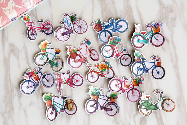Bicycle Planner Stickers/ flowers  Stickers/ Filofax Stickers/colorful Bicycle Planner Stickers /Floral Scrapbook Sticker/cute stickers