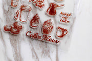 Coffee Shop clear Stamp/ Coffee Grinder Rubber Stamp/Coffee Beans Clear Transparent Stamp/ Coffee Cup clear stamp