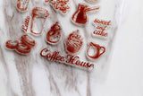 Coffee Shop clear Stamp/ Coffee Grinder Rubber Stamp/Coffee Beans Clear Transparent Stamp/ Coffee Cup clear stamp