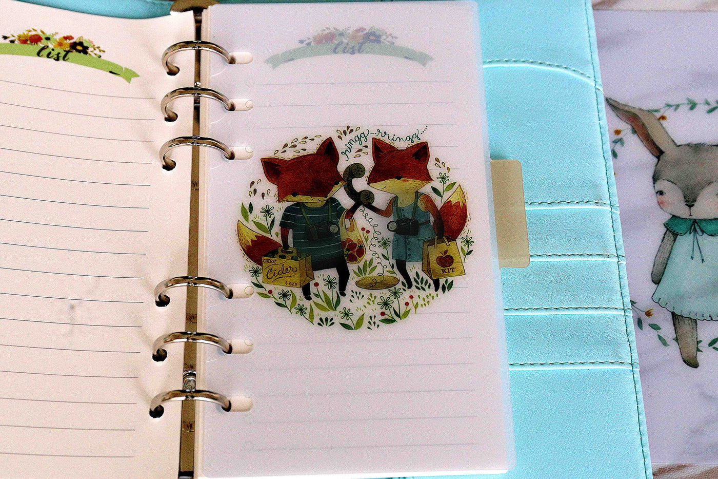 Set of 5 foxs  in Farm Planner dividers/cute bearA 5 size  plastic planner dividers/fox  Pig bear index dividers /animals planners dividers