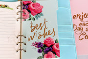 Set of 5 Rose flowers  Planner dividers/Best wishes flowers planner dividers /A5 /personal size  paper   planner dividers/