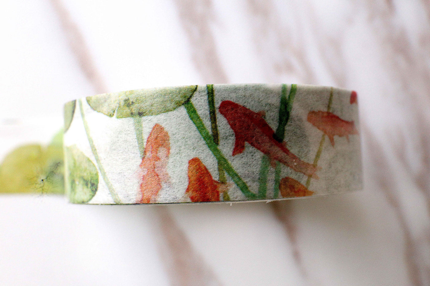Koi Pond - Koi Washi Tape/Golden Fishes Washi Tape/Lotus leaves -fishes washi tape  /fishes  Masking tape/Fishes and flower washi tape//T128