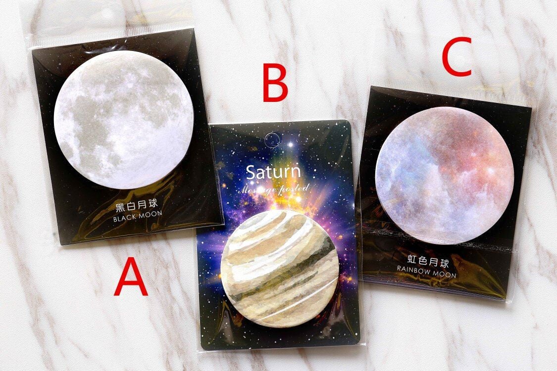 Bule sticky notes /Beautiful Sticky notes /black White Marble sticky notes/saturn sticky notes /planner sticky notes/cute stationery