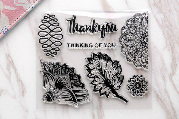 Beautiful leaves  clear  Stamp/flowers and leaves clear  Stamps/Thank  you  clear stamp/Travel Stamps/Journal Accessories clear stamp