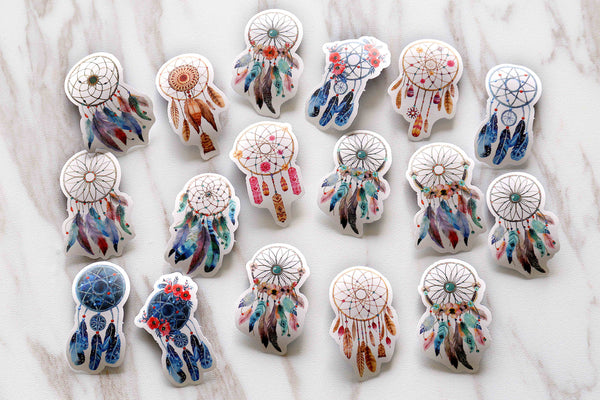 17 pcs Dream Catcher Sticker Flakes/Dreamcatcher stickers/ Feather plume sticker/colorful Planner Sticker/Dreams Filofax Stickers