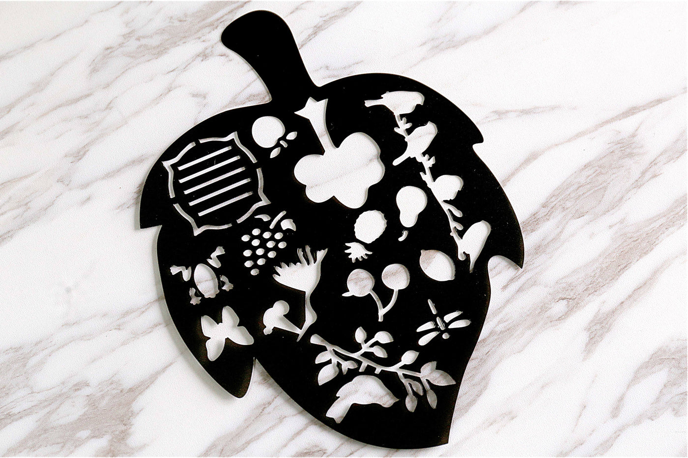 Leaf  Stencil / Black Plastic /Nature-Themed Stencil/Bullet Journal Stencil/Bird Stencil/Fruit Stencil/Stork Stencil