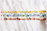 Set of 3 flowers washi tape/Yellow Floral Washi Tape/purple flower washi tape/Blossom Washi tape /Striped Washi  tape