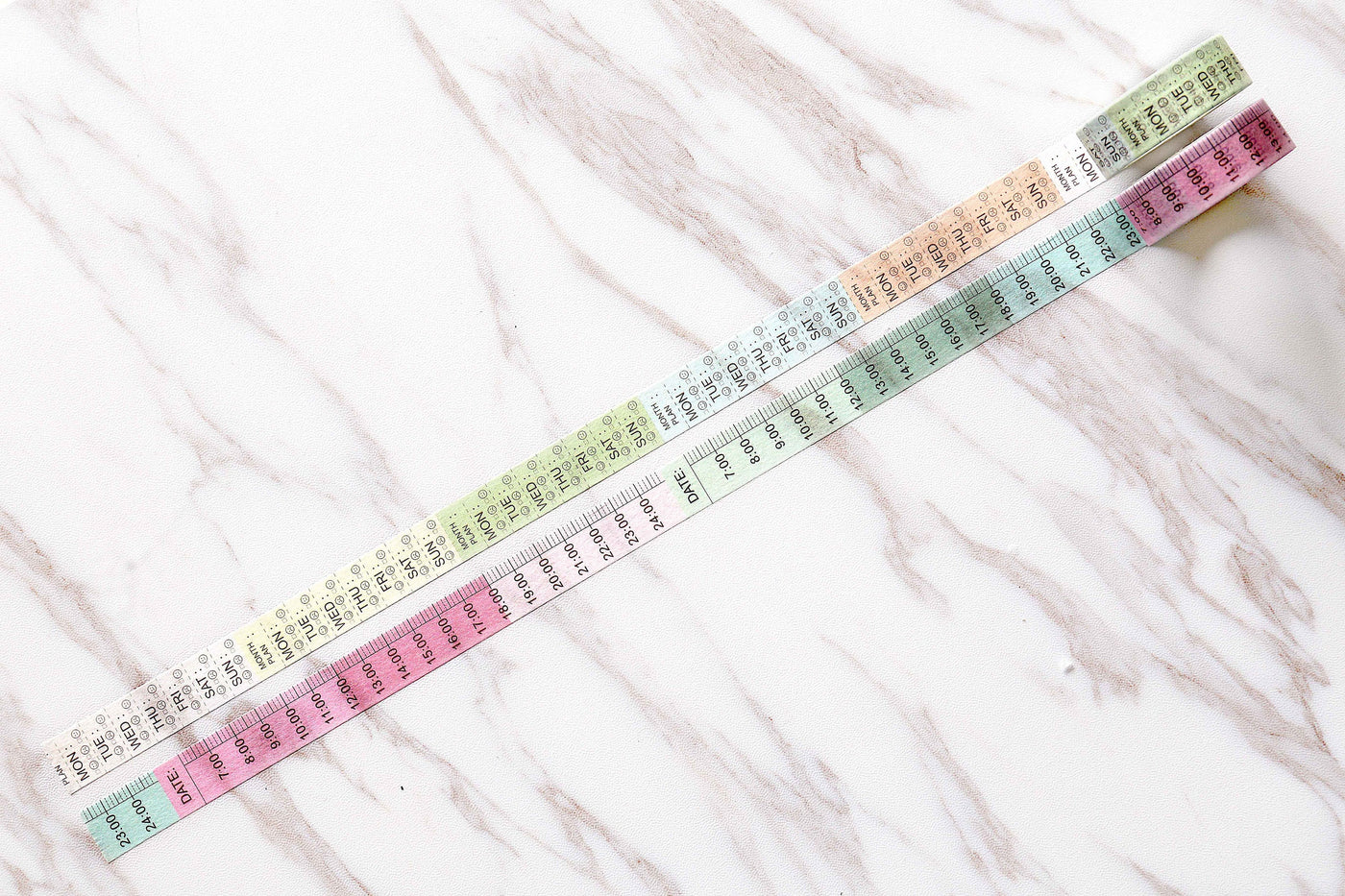 2 Roll Date & Time Washi Tape/ Week Days washi  tape/Calendar washi  Tape/dairy washi tape/time washi tape