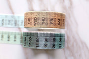 2 Roll Date & Time Washi Tape/ Week Days washi  tape/Calendar washi  Tape/dairy washi tape/time washi tape