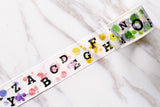 Watercolor Alphabet Washi Tape /colorful Alphabet Washi Tape/ Japanese Washi Masking Tape/Scrapbooking tape