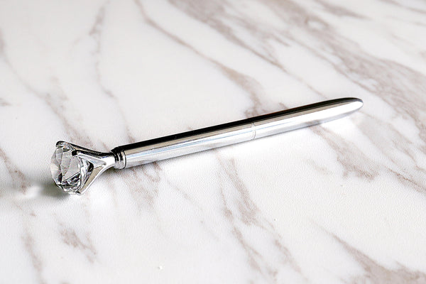 Black white diamond pen, Crystal Top pen, metal metallic  fine point pen, diamond pens, black ink, planner pens,