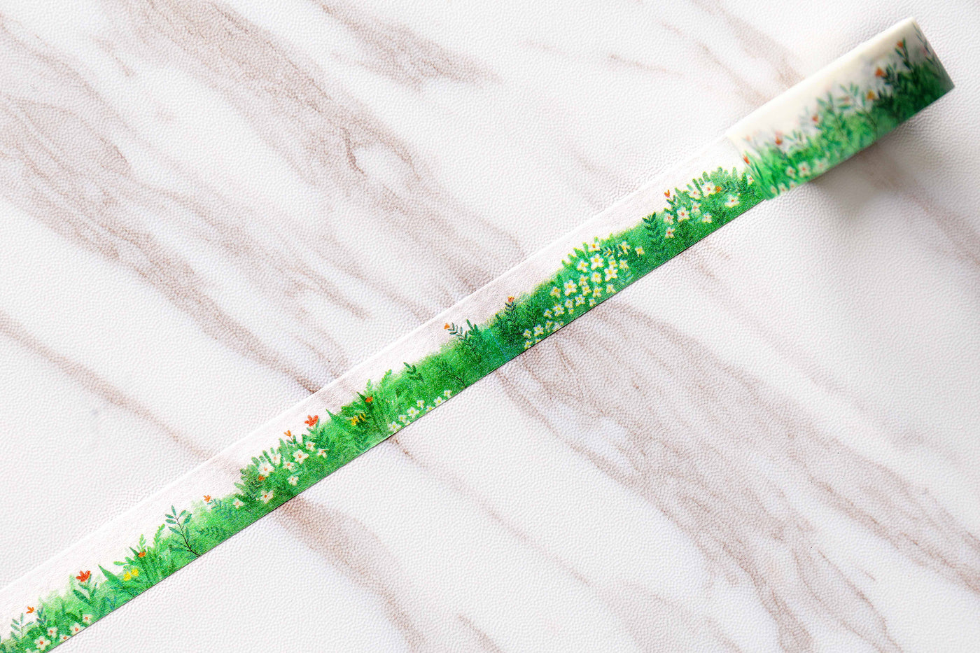 Green Field Washi Tape /Spring Washi Tape/ Greenery Nature tree/Leaves and flowers  Landscape
