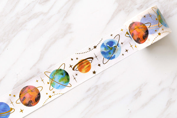 Galaxy  Washi Tape/planets in space washi tape /Striped Washi / gold foil Masking tape/ japanese washi tape/Planner Supplies/OT019