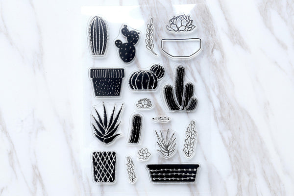 Cactus Rubber Stamp/cacti Stamp/succulent clear stamp/botanical stamp/ tropical stamp