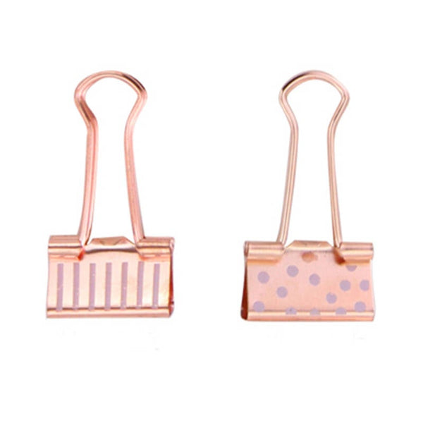 20pcs  rose gold binder clips/  rose gold  polka dots paper clips / line binder clips | planner clips/ journaling clips | bullet journal