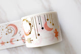 Gold Moon and Stars Banner Washi Tape /moon washi tape /gold and pink star washi tape /album emblishment