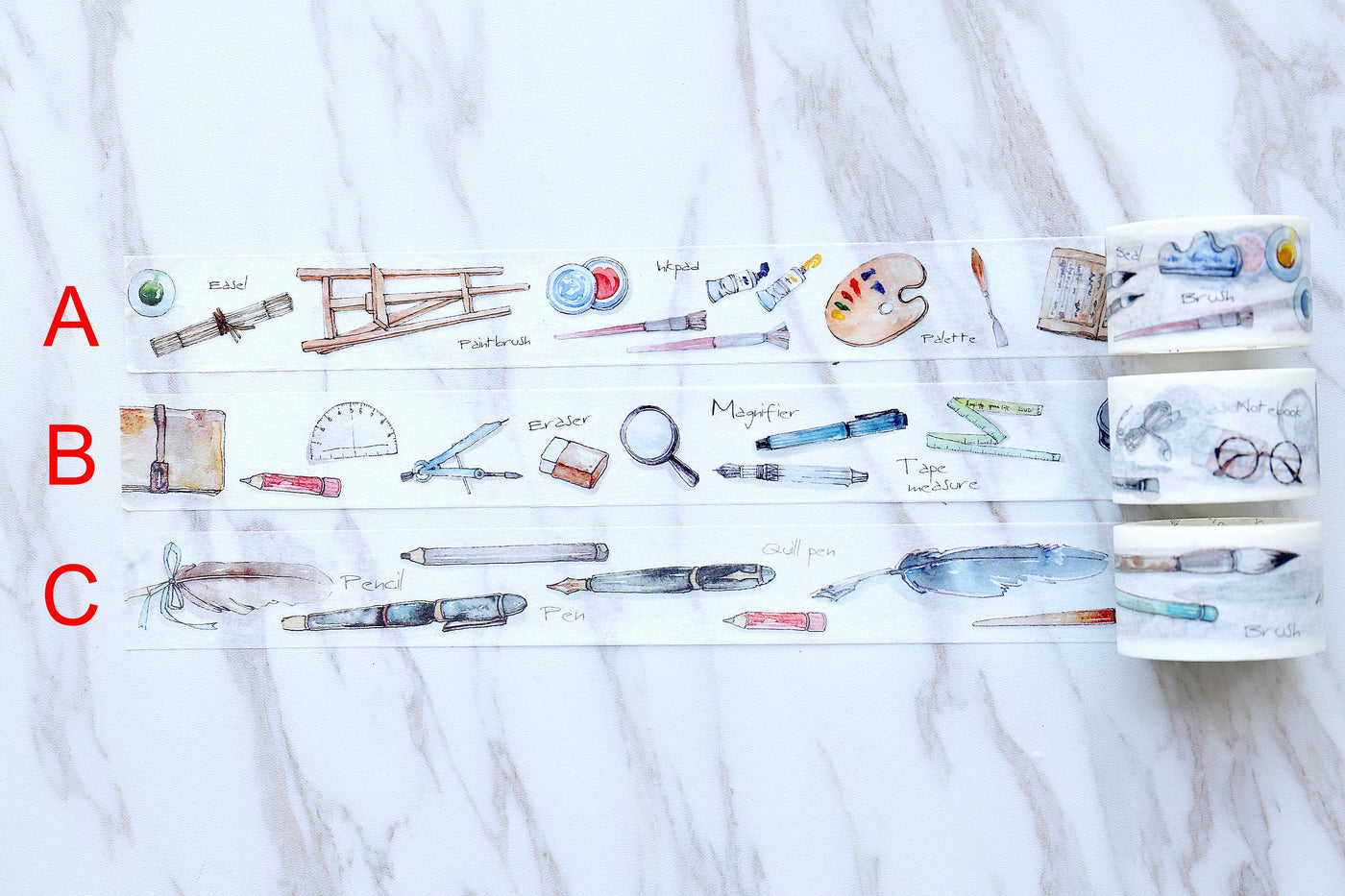Stationery Washi Tape, pen washi tape/ Pastel Washi Tape/ Travel Journaling Gift Wrap Tape/ Deco Tape/Colorful Washi Tape