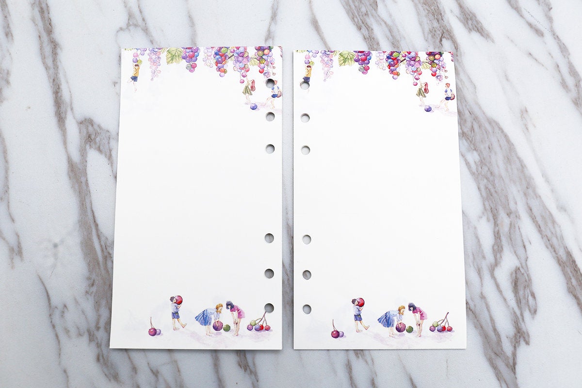personal  Planner Inserts /colorful blank Inserts /personal size planner insert /leaves and grape planner  insert /colorful blank insert