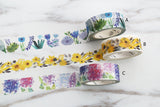 Set of 3 Floral Washi Tapes/purple flower Washi Tape/yellow flower washi tape /colorful flowers washi tape / japanese washi tape