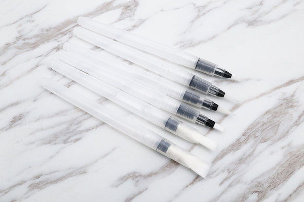 6 Portable Sharp & Flat Soft Tip Water Brush Pen Set/Watercolor Brush Pens/ Soft Tip watercolor Brush Pen/ Stationery planner Pens