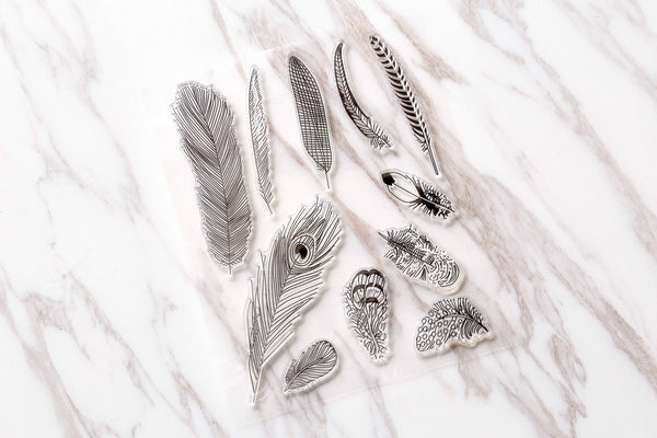 Feather Clear Rubber Stamp/cute feather  Clear Stamp/feather transparent clear stamp/birthday gift clear stamp
