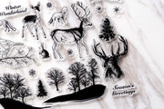Forest Clear Rubber Stamp/animals  Clear Stamp/pine tree transparent clear stamp/deer clear stamp /rabbit clear stamp