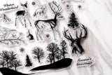 Forest Clear Rubber Stamp/animals  Clear Stamp/pine tree transparent clear stamp/deer clear stamp /rabbit clear stamp