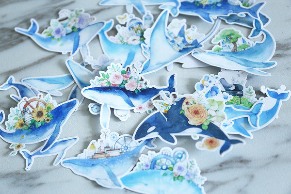 Sharks stickers / blue Shark Stickers/ Filofax Stickers/blue Shark stickers/Floral Scrapbook Sticker