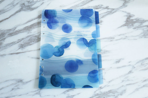 set of 5 Water drops Planner Dividers/watercolor series  dividers /A5 size  mountain dividers /Planner divider set /Filofax dividers /