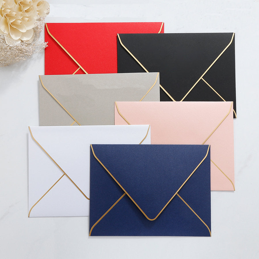 6 colors Gold Foil Bordered Envelope/ envelope for wedding