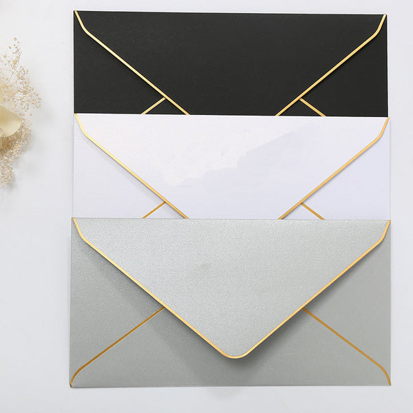 5 colors Gold Foil Bordered Envelope /colorful invitation  envelope  /Light green envelopes for wedding /colorful invitation envelopes