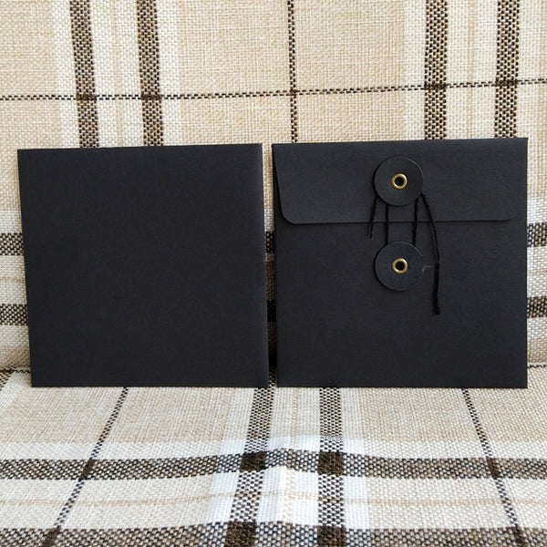 String Paper Sleeves / Square Envelope with String & Button Closure /String Tie Envelopes / CD sleeves /CD box set kraft paper sleeves /