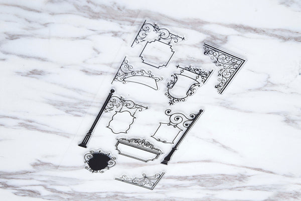 Signpost Ornamental Frame Clear Transparent Stamp/Corner Frame clar  Stamp/Rubber Stamp Planner Journal Accessories /Flower Vine Filigree