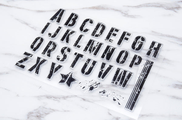 Distressed Grunge Alphabet Transparent Stamp/  Upper Case Rubber Stamp/Block Letters clear stamp /Stencil,Splatter Splash clear stamp
