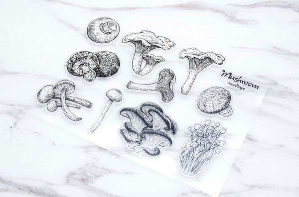 Mushroom clear Stamp/Mushroom Clear Transparent Stamp/Fungi Rubber Stamp/ Planner Bullet Journal, Fungus, Food, Nature, Forest