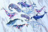 Whales stickers / blue whale Stickers/ Filofax Stickers/ocean animal stickers/Floral Scrapbook Sticker
