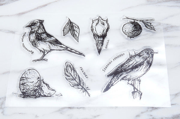 birds  clear Stamp/skull rubber Stamp/ feather clear Stamp/ Animal Stamp/ leaves clear Stamp/